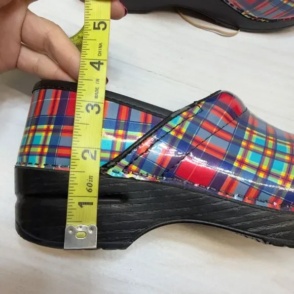 Dansko Colorful Professional Plaid Patent Classic Clogs Size 38 7.5 - 8 - Picture 11 of 12